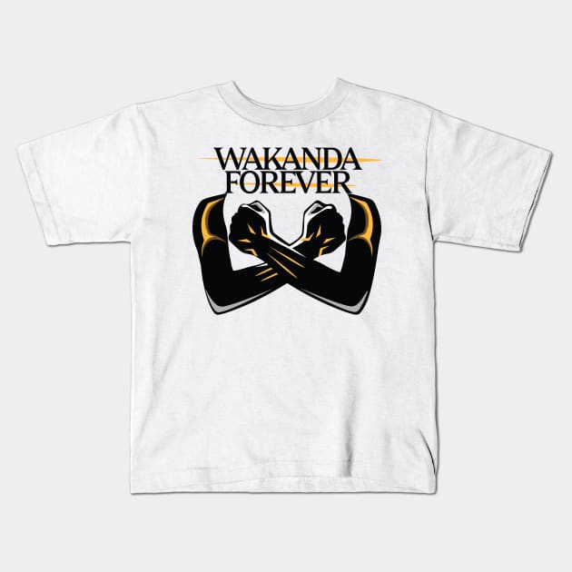 wakanda forever black panther Kids T-Shirt by Digifestas